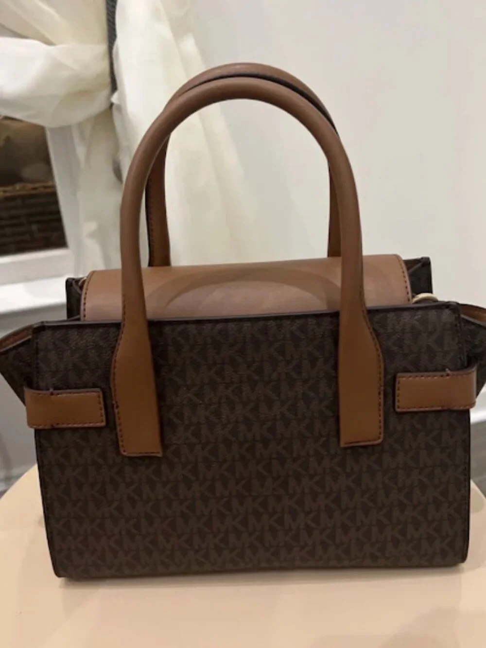 Michael kors Logo Satchel with Tan Trim